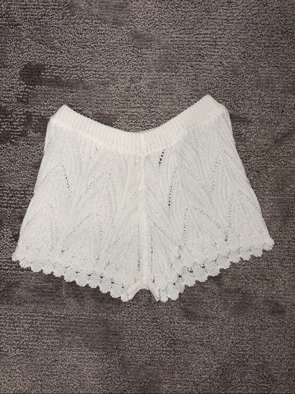 White Knit Lace-Trim Women’s Shorts